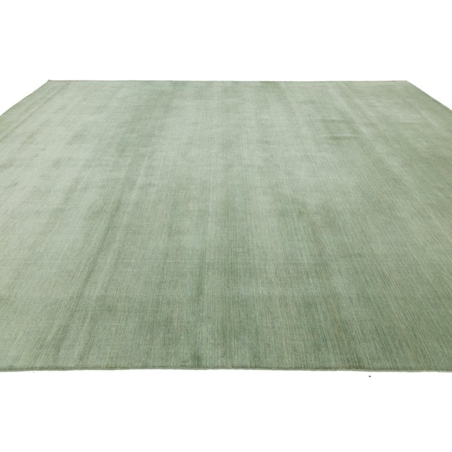 2020s Apadana's Modern Gabbeh Hand-Loom Wool Area Rug in Muted Sage Green For Sale - Image 5 of 11