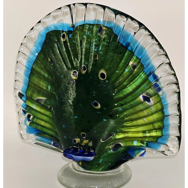 Glass Early 20th Century Vintage Murano Style Peacock For Sale - Image 7 of 8