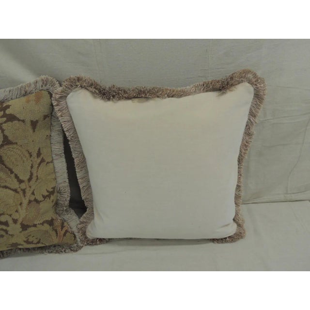 Tan and Brown Tapestry Decorative Square Pillows - Set of 2 For Sale - Image 9 of 11