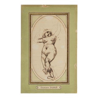 Gustave Doré, Study of a Standing Female Nude, 1860s, Pen and Ink For Sale