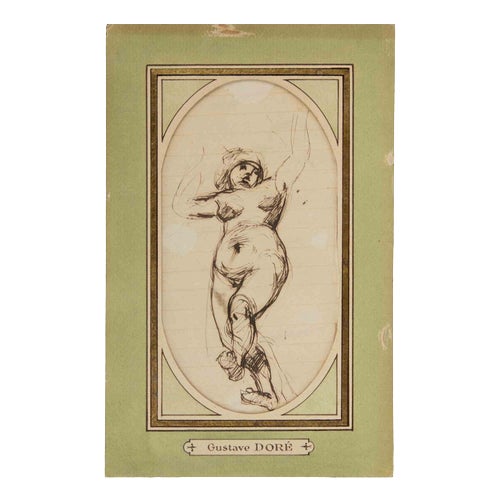 Gustave Doré, Study of a Standing Female Nude, 1860s, Pen and Ink For Sale