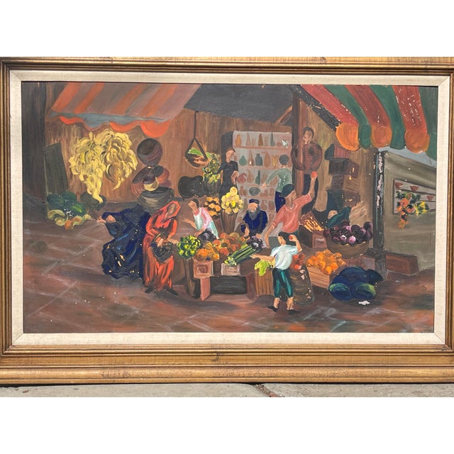 Mid-Century Modern 1950s Judaic Modern Artist , Israel Market For Sale - Image 3 of 9