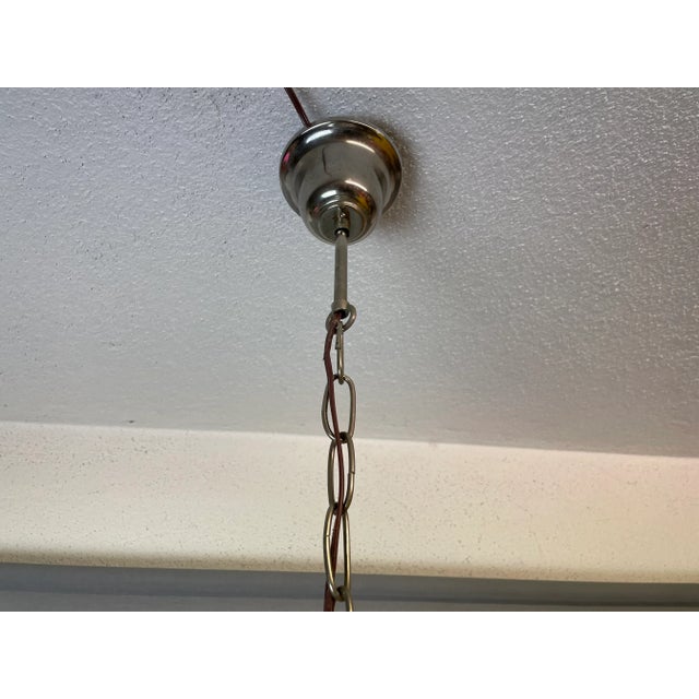 Silver Large Space Age Ufo Yellow Glass and Metal Hanging Lamp, 1970s For Sale - Image 8 of 15