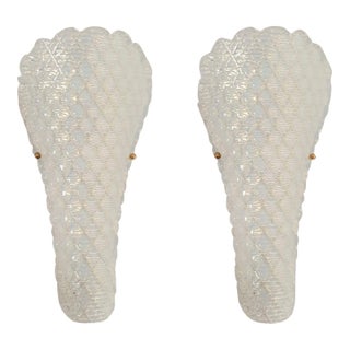 1970s Opaline, Mid Century Modern, Murano Glass Sconces - a Pair For Sale
