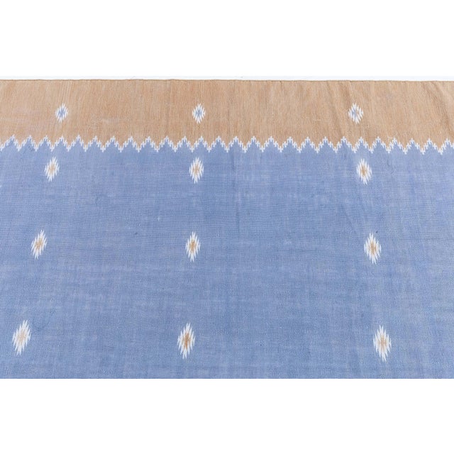 Doris Leslie Blau Vintage Indian Dhurrie Cream Beige Flatweave Cotton Carpet For Sale - Image 10 of 11