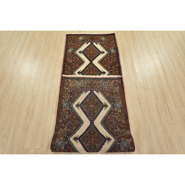 Hamedan Runner 2’8” X 9′ Ivory Wool Vintage Tribal Hand-Knotted Oriental Rug For Sale - Image 11 of 12