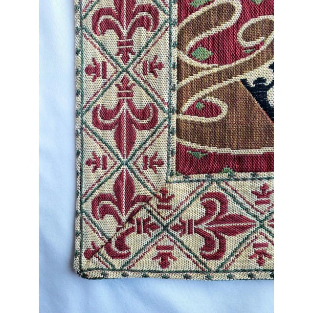 Textile Vintage French "Lady and the Unicorn" Tapestry Table Runner - 68" For Sale - Image 7 of 7