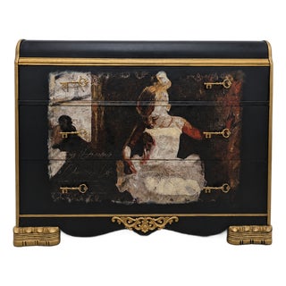 Vintage Art Deco Custom "Dancer" 3 Drawer Waterfall Dresser With Gold Hardware For Sale
