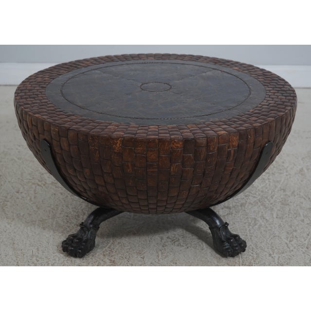 Age: Approx: 25 Years Old Details: Krei Nairobi Drum Table Ball & Claw Feet High Quality Construction Bronze Paw Feet...