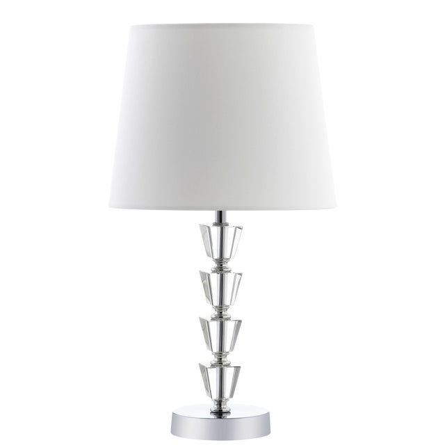 2020s Contemporary Stacked Table Lamp - Clear & Chrome For Sale - Image 5 of 5