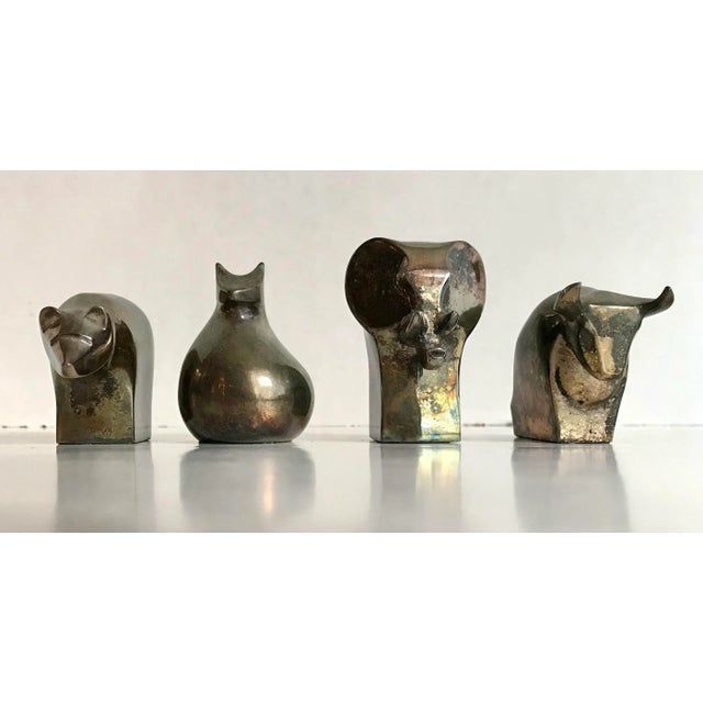 Silver Vintage Dansk Silver Animal Paperweight Decor Set of 4 For Sale - Image 8 of 8