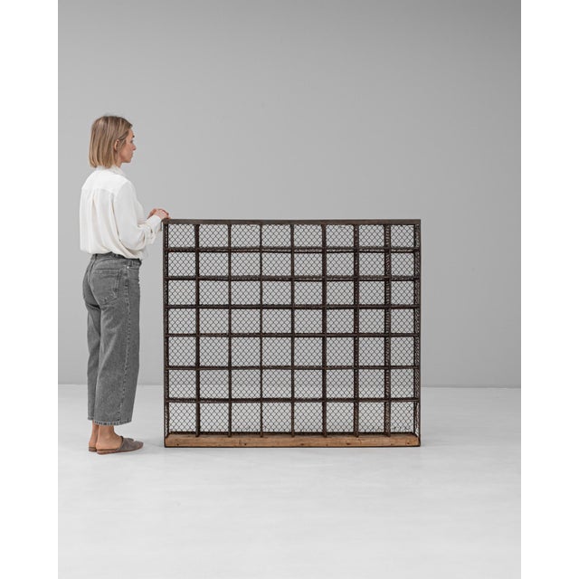 Mid 20th Century French Metal Shelf On Wooden Base For Sale - Image 17 of 18