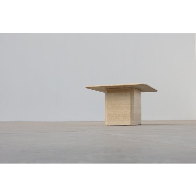 Beige Mid-Century Square Travertine Coffee or Side Table, Italy, 1960s For Sale - Image 8 of 11