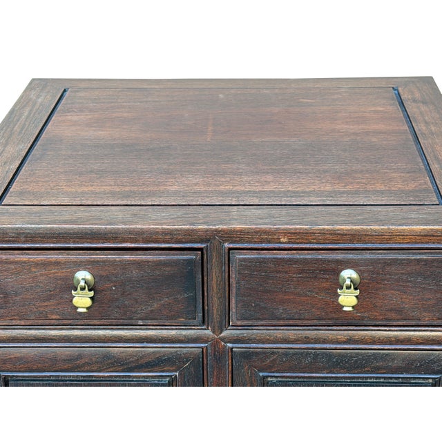 Wood Vintage Brown Wood Patina Deep Wide Side End Table Nightstand Cabinet For Sale - Image 7 of 10