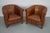 Vintage Dutch Cognac Colored Leather Club Chairs, Set of 2 For Sale - Image 9 of 18
