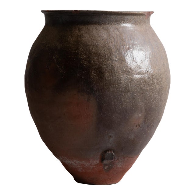 Japanese Antique Large Pottery Vase Late 19th–early 20th Century / Wabi Sabi / For Sale