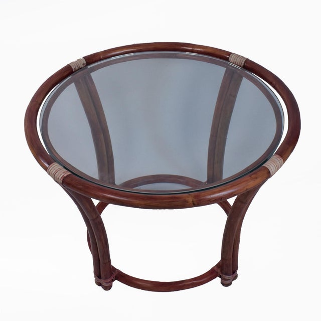 Boho Chic Round McGuire Coffee Table For Sale - Image 3 of 6