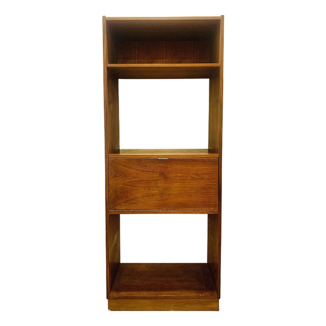 Vintage Danish Mid-Century Modern Style Drop Front Walnut Entertainment Bar Cabinet/Bookcase/Secretary/Étagère For Sale