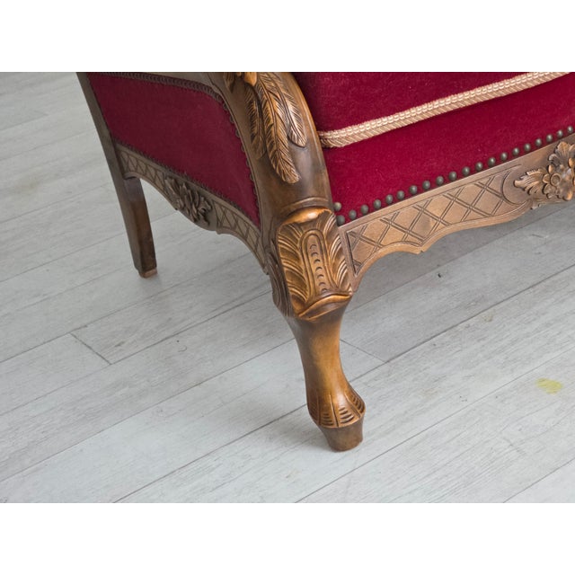 Danish 3-Seater Sofa in Red Velour and Mesh, 1930s For Sale - Image 4 of 18