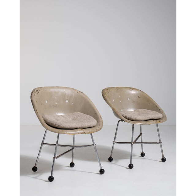 Pair of Mid-Century Modern Upholstered Chairs, Antique, France, Circa 1960 For Sale In Greensboro - Image 6 of 13