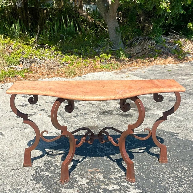 Wrought iron store outdoor console table