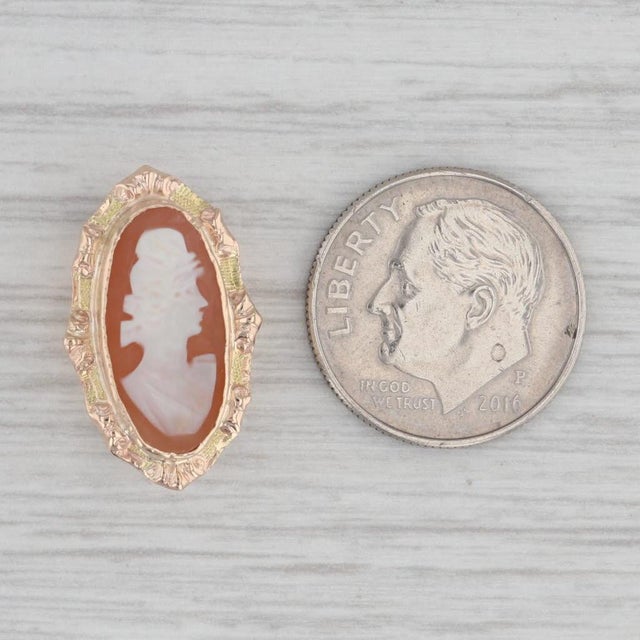 Richard Glatter Carved Shell Cameo Slide Bracelet Charm 14k Yellow Gold Vintage For Sale - Image 4 of 4