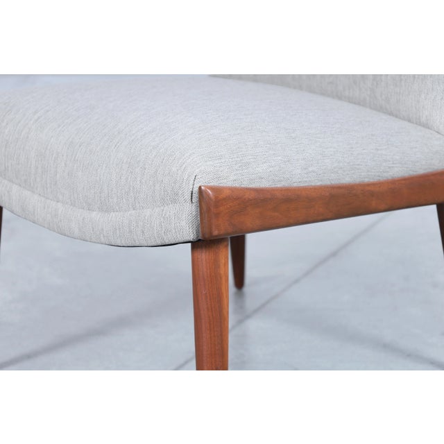 Light Gray 1960s Mid-Century Modern Walnut Slipper Chairs by Kroehler - Set of 2 For Sale - Image 8 of 12