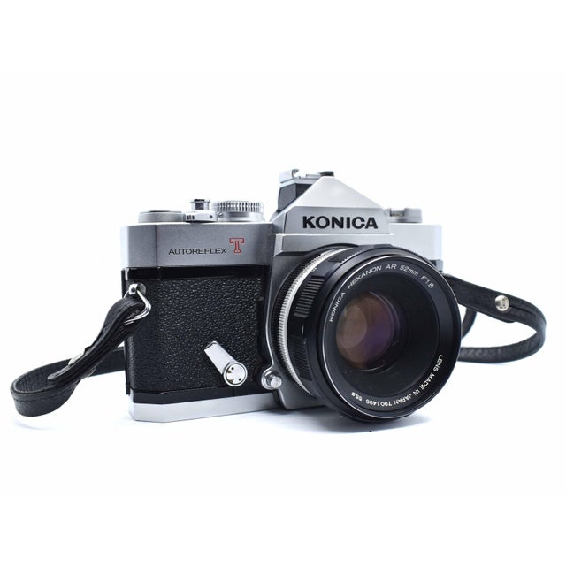 1960's Konica Autoreflex T 35mm SLR Camera With Hexanon 52mm Lens With Original Shoulder Starp For Sale - Image 4 of 11