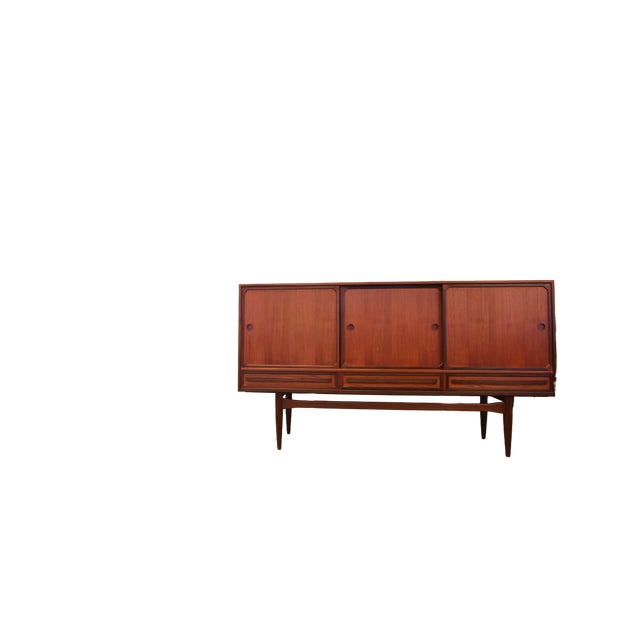 1970s Danish Sideboard in Teak and Walnut with Sliding Doors, 1960s For Sale - Image 5 of 18