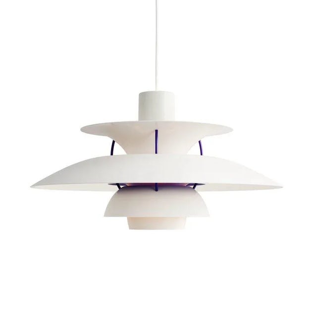 Poul Henningsen Ph 5 Pendant for Louis Poulsen in Modern White For Sale In Los Angeles - Image 6 of 12