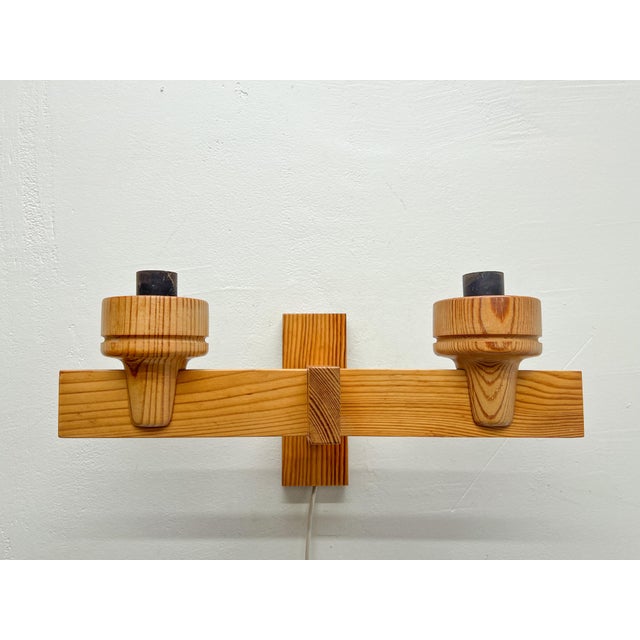 Tan Mid-Century Pine and Opaline Wall Lamp by Uno Dahlén for Aneta, 1970s For Sale - Image 8 of 12