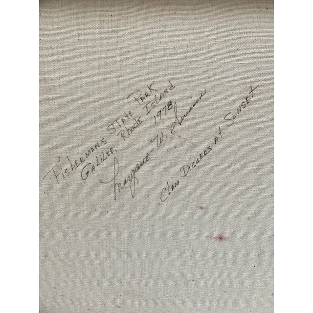 Original Vintage Canvas Painting, 1978 of Geese and Clamdiggers on at Sunset For Sale In Sacramento - Image 6 of 9