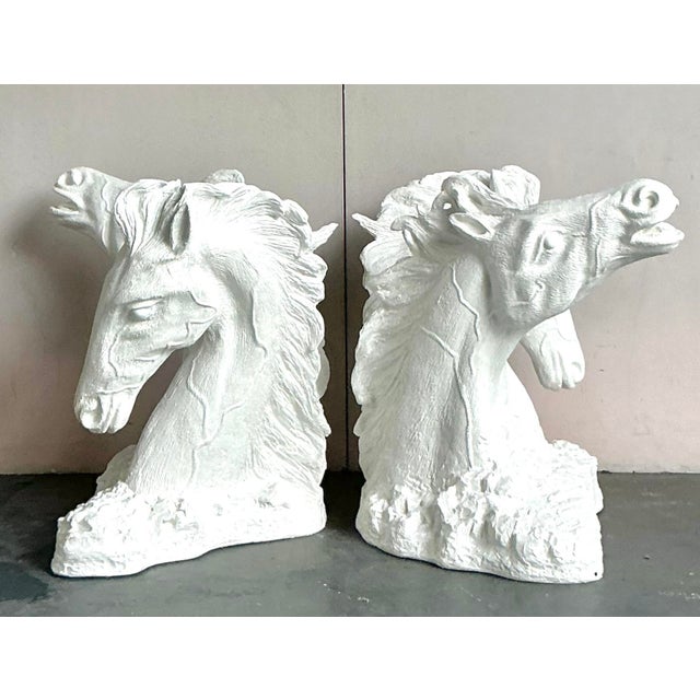 Late 20th Century Vintage Boho Plaster Over Fiberglass Horse Dining Table Pedestals - A Pair For Sale - Image 5 of 11