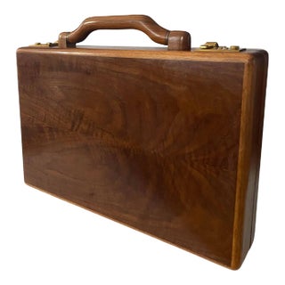 Vintage Attache Case Made in Solid Wood With Brass Details by Jeffrey Benjamin For Sale