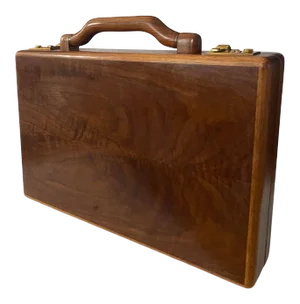 Vintage Attache Case - Solid Wood With Brass Details by Jeffrey Benjamin