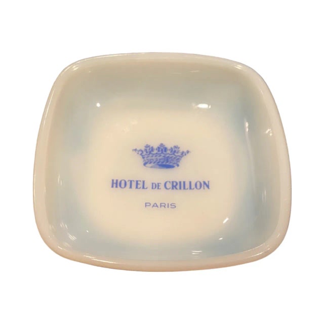Vintage Hotel De Crillon Paris Milk Glass Ashtray Catchall Trinket Dish For Sale - Image 11 of 12