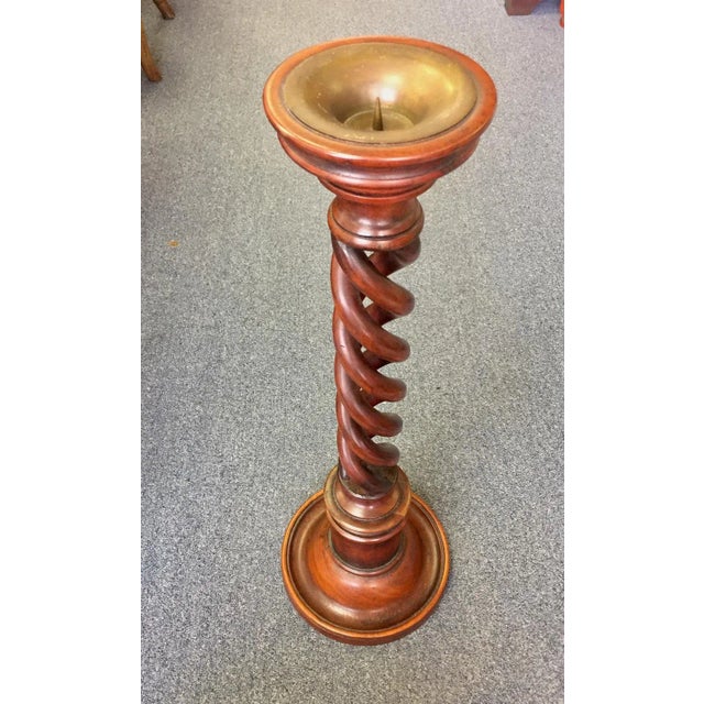 1950s 1950s Vintage Wood Barley Twist Candlestick For Sale - Image 5 of 10