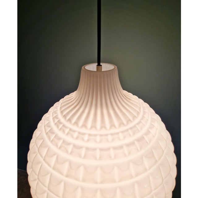 Space Age White Opaline Glass Spherical Pendant Light, 1960s For Sale - Image 6 of 13