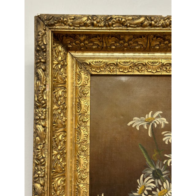 Late 20th Century Original Antique Oil Painting, Moody Florals, Framed For Sale - Image 12 of 12