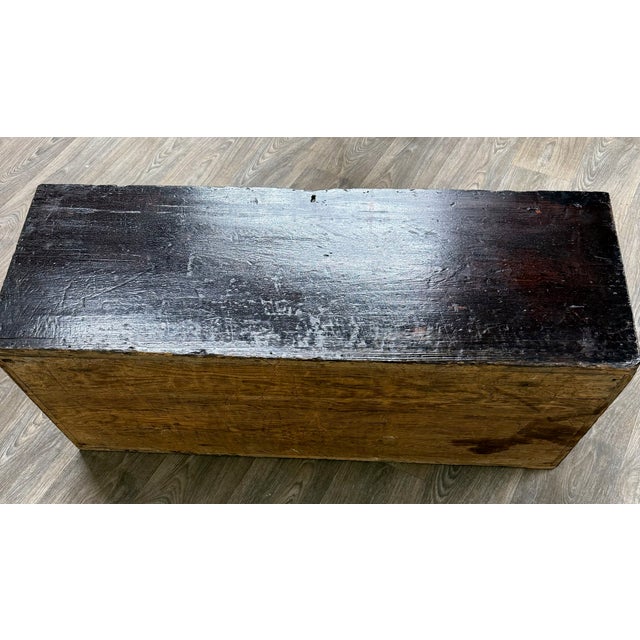 Antique Primitive Painted Pine Blanket Chest Trunk For Sale In Kansas City - Image 6 of 15