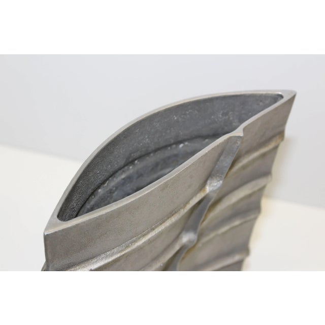 Mid 20th Century Signed Modernist Aluminum Vase For Sale - Image 5 of 11