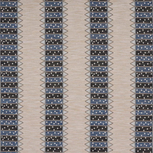 Schumacher Sample - Schumacher Noor Kilim Stripe Fabric, Indigo For Sale - Image 4 of 4