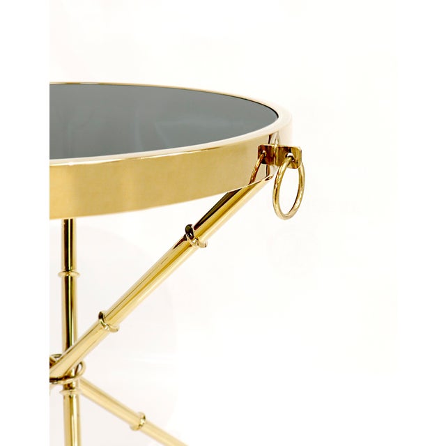 Pasargad Home Eloise Tempered Glass Ringed Side Table, Gold For Sale - Image 4 of 8