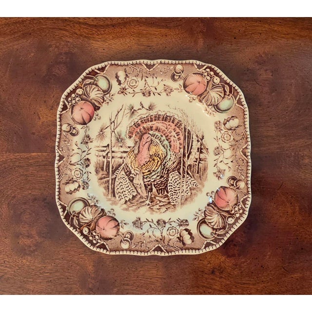 English Vintage Johnson Brothers His Majesty Square Dessert/Salad Plate England For Sale - Image 3 of 9