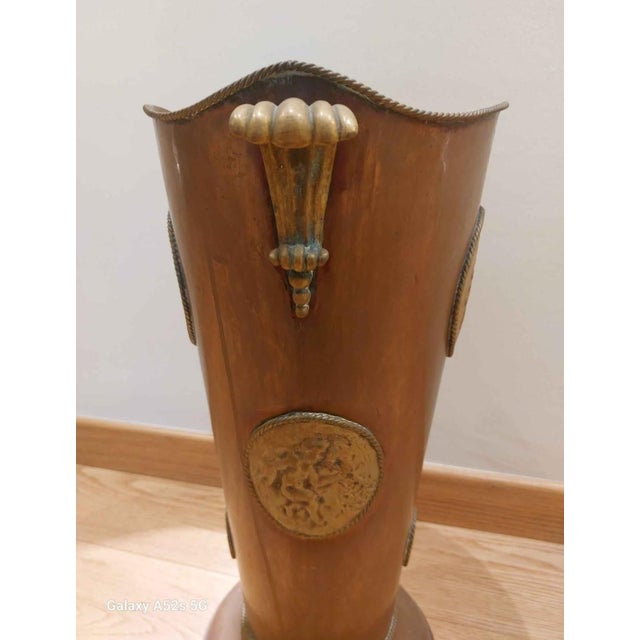Art Deco Copper and Brass Umbrella Stand, 1930s, in Flawless conditions. Designed 1920 to 1949