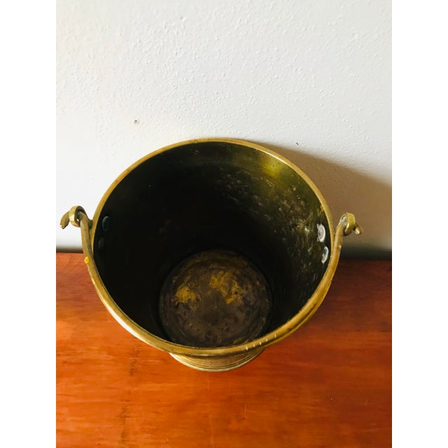 Charming Geometric Etched Vintage Brass Water Bucket For Sale - Image 10 of 10