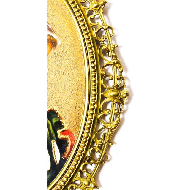 Berlin Oval Porcelain Plaque Depicting Young Woman in Ormolu Frame, 19th Century For Sale - Image 4 of 8