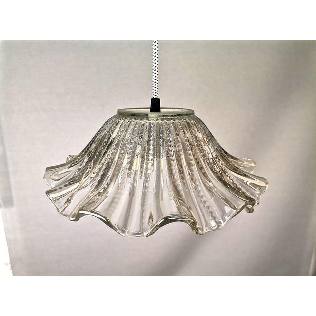 Mid-Century Portuguese Farmhouse Clear Glass Bowl Hanging Lamp, 1960s For Sale - Image 4 of 16