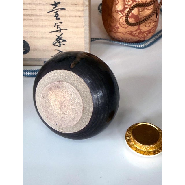 Three Japanese Vintage Tea Caddies by Noted Potters with Shifuku and Tomobako For Sale In Atlanta - Image 6 of 15