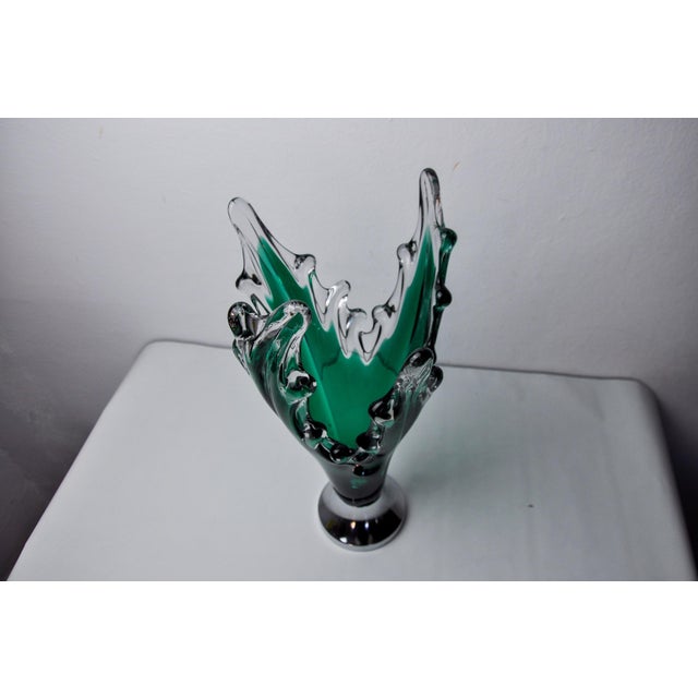 Sommerso Vase in Green Murano Glass attributed to Seguso, Italy, 1970s For Sale - Image 6 of 8